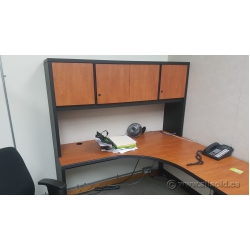 Autumn Maple L-Suite Desk with Overhead Storage